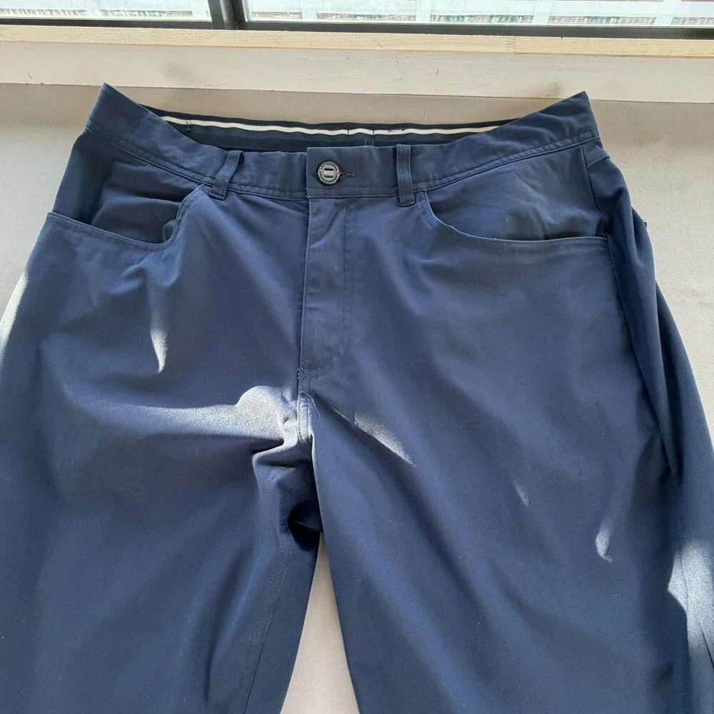 Puma Pants Mens FITS 34x33 Blue Stretch Khakis Golf 5 Pocket Performance Casual